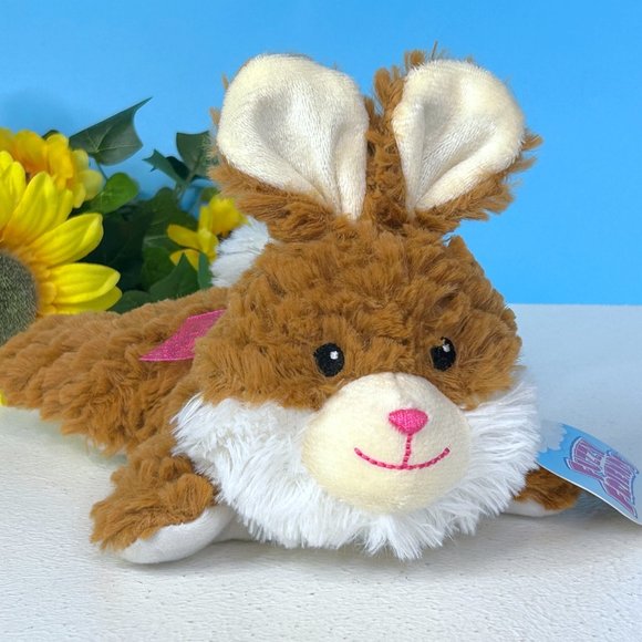 Fuzzy‎ Friends Laying Brown Bunny Rabbit Lovey 8" Plush Stuffed Animal Toy - Picture 1 of 5